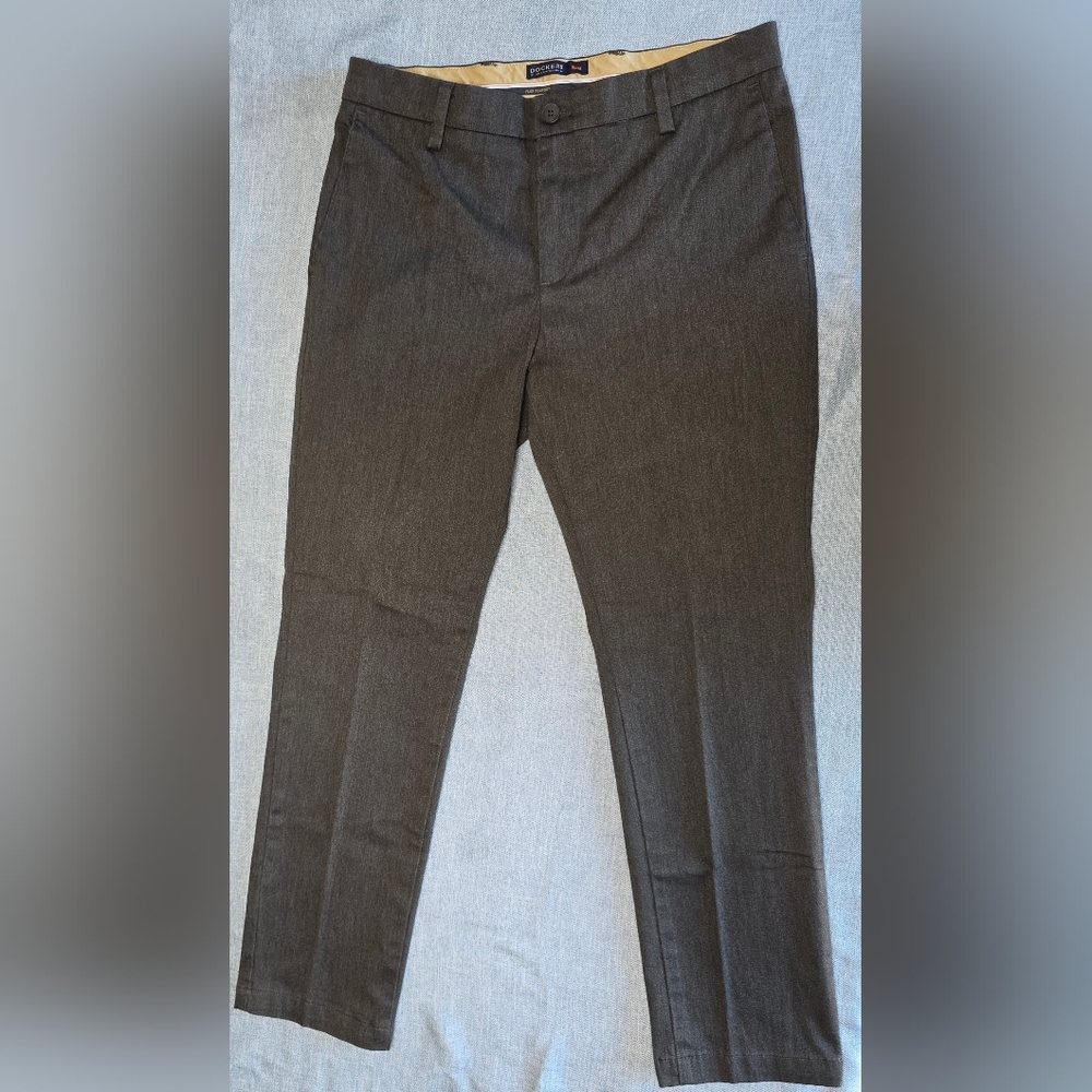 Dockers Men's Slim Fit Signature Khaki Lux Cotton Stretch Pants 32x30 Flat Front - Picture 2 of 8